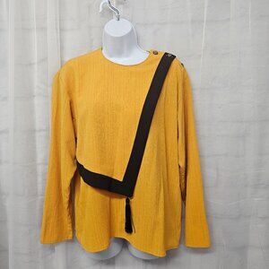 Vintage Lucia Blouse Mustard Yellow Tassel Retro 10